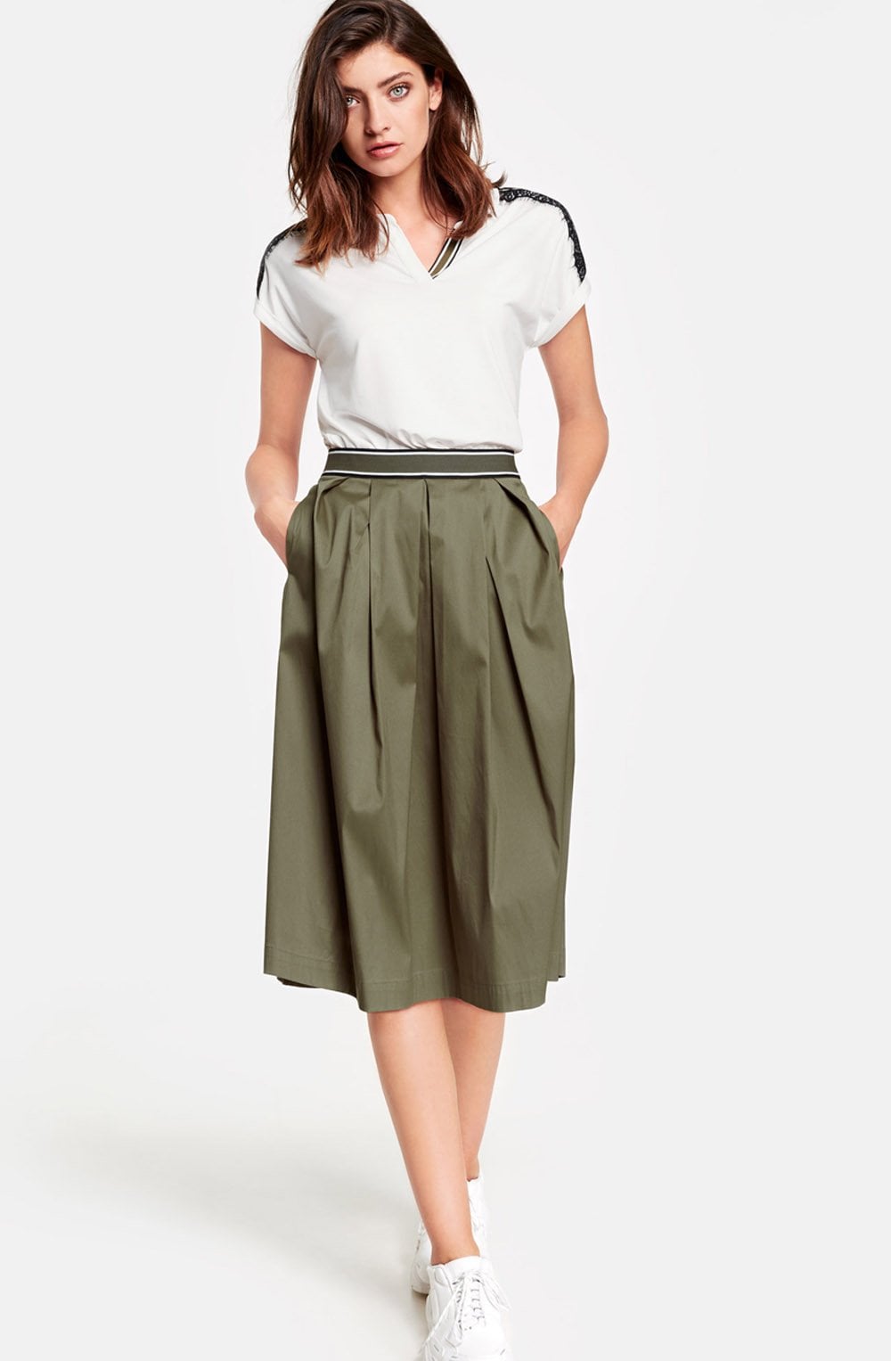 Khaki Full Pleated Skirt