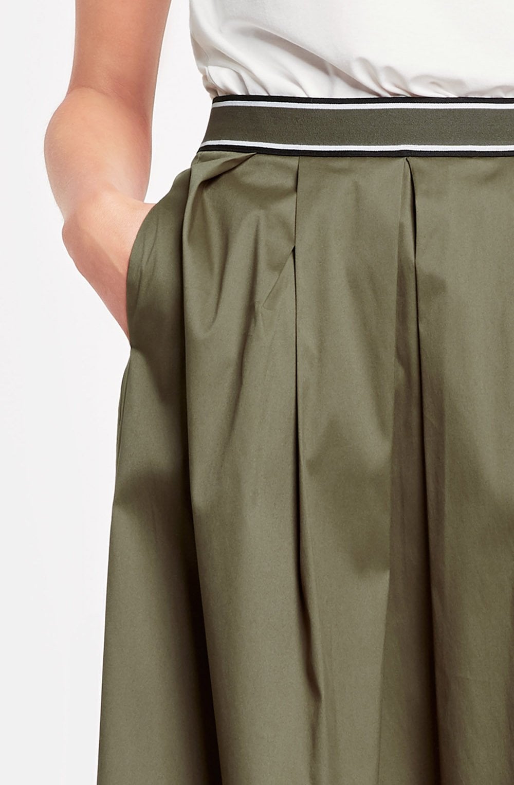 Khaki Full Pleated Skirt
