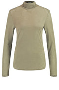 Khaki Jersey Polo Neck Top