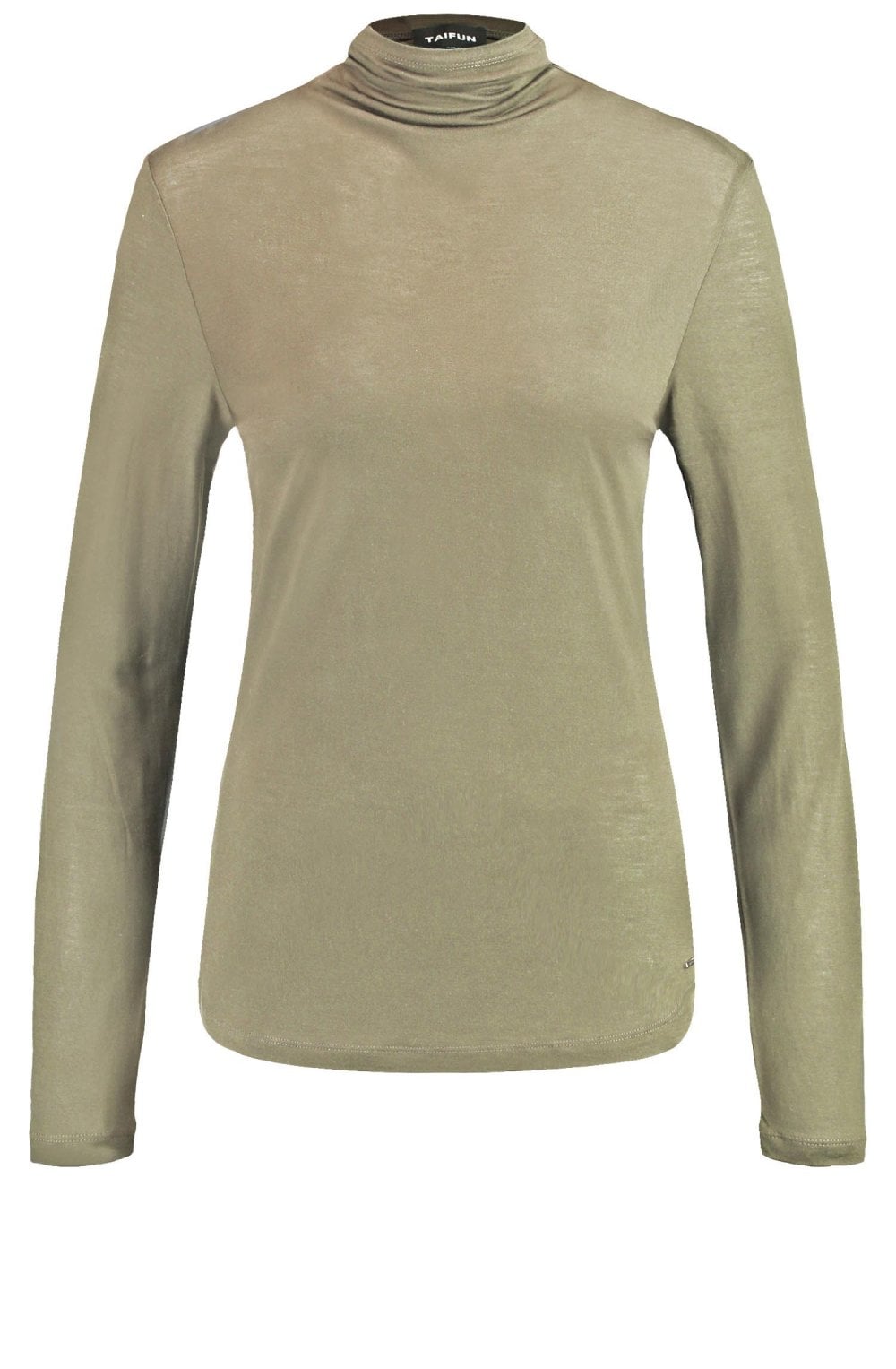 Khaki Jersey Polo Neck Top