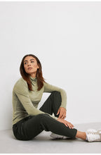 Khaki Jersey Polo Neck Top