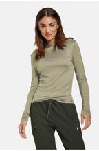 Khaki Jersey Polo Neck Top
