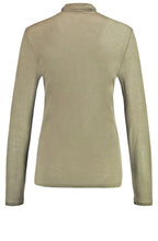 Khaki Jersey Polo Neck Top