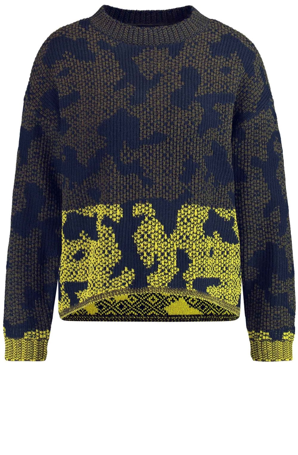 Khaki Patterned Ribbed Jumper