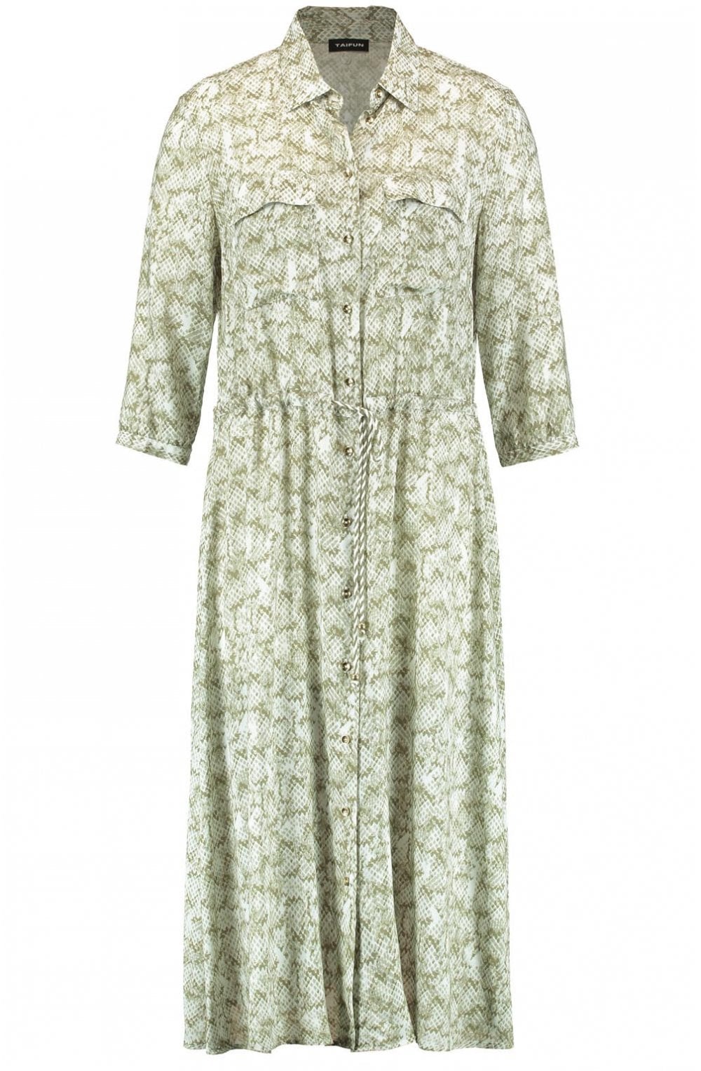 Khaki Snake Print Shirt Dress