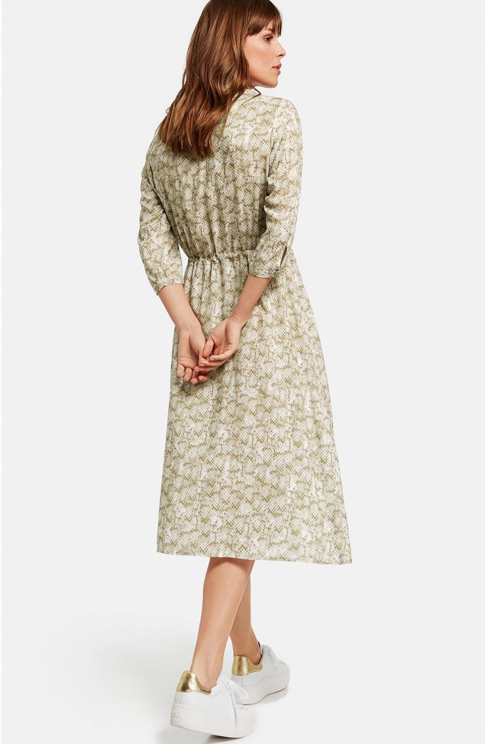 Khaki Snake Print Shirt Dress