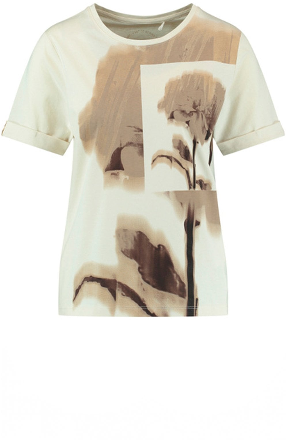 Light Creme Abstract Floral T Shirt