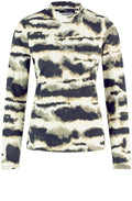 Light Creme and Black Bold Print Jersey Top