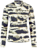 Light Creme and Black Bold Print Jersey Top