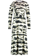 Light Creme and Black Wrap Over Effect Dress
