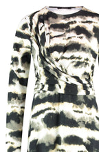 Light Creme and Black Wrap Over Effect Dress