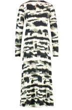 Light Creme and Black Wrap Over Effect Dress