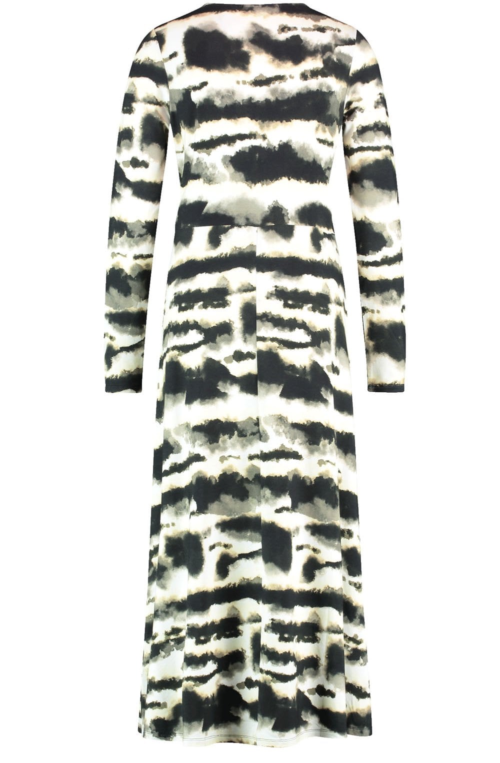 Light Creme and Black Wrap Over Effect Dress