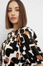 Light Creme and Tan Hem Flounce Dress
