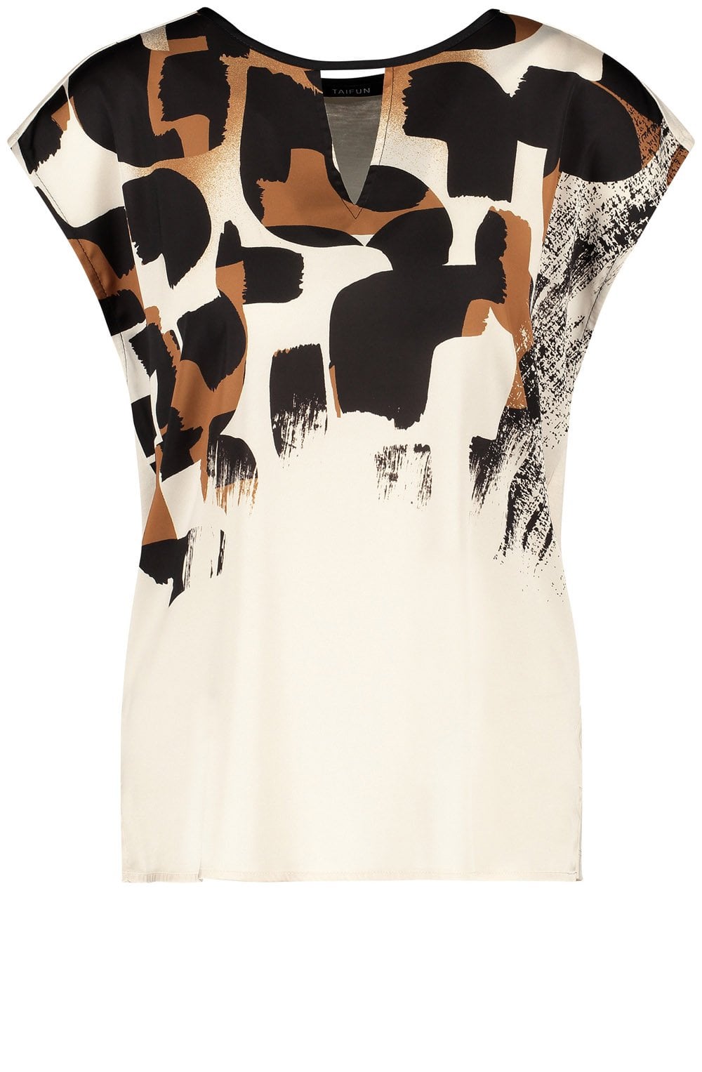 Light Creme and Tan Satin Front Blouse