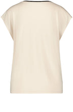 Light Creme and Tan Satin Front Blouse