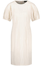 Light Creme Balloon Sleeve Textured Dress
