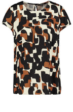 Light Creme Black and Tan Short Sleeved Blouse
