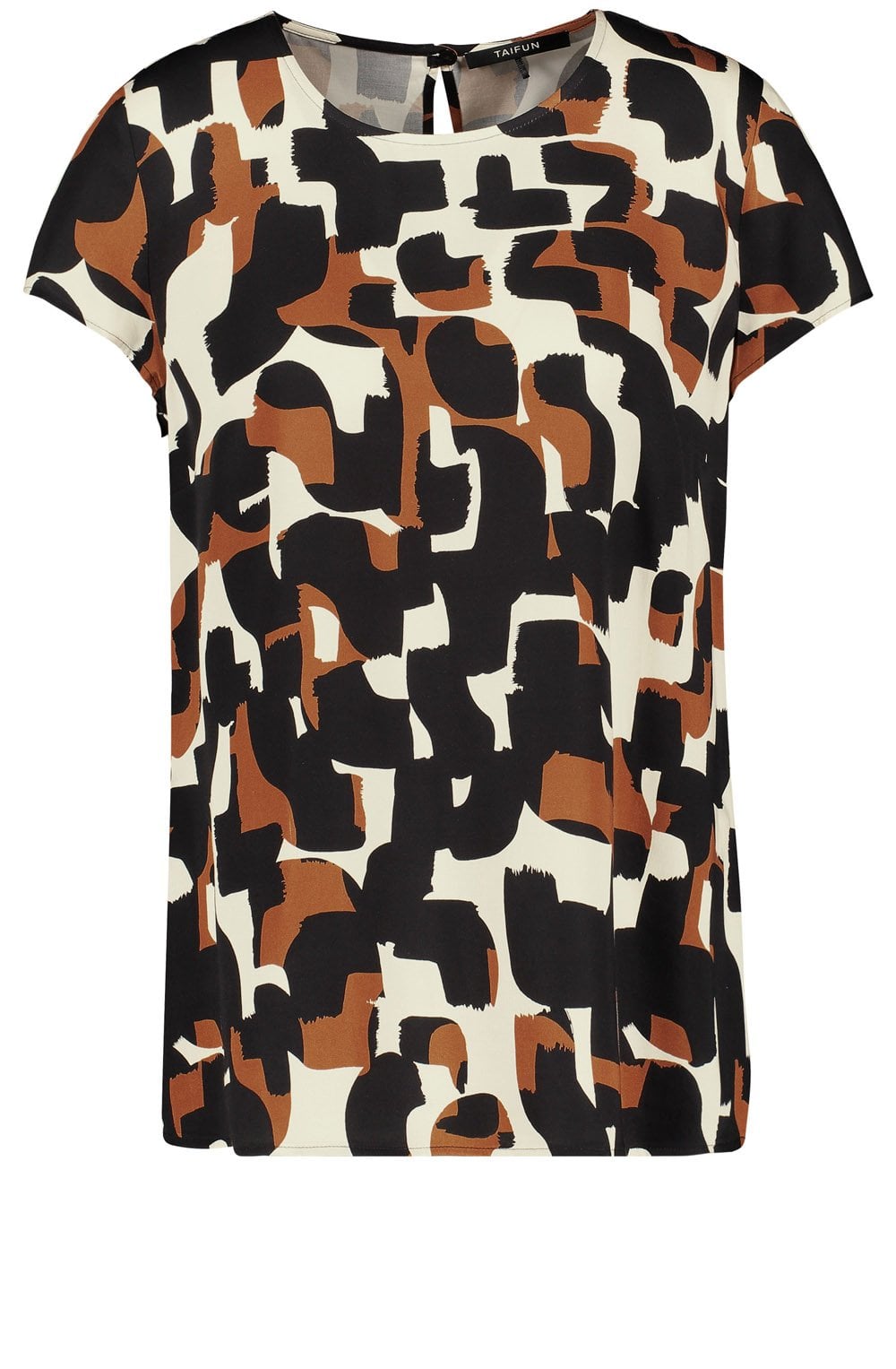 Light Creme Black and Tan Short Sleeved Blouse