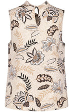 Light Creme Floral High Neck Silky Blouse