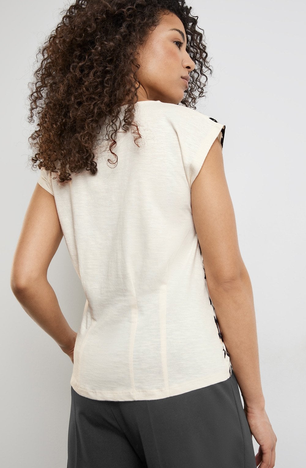 Light Creme Satin Front Shaped Blouse