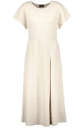 Light Creme Textured Jersey Midi Dress
