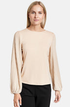 Light Sand Blouse with Pleated Sleeves