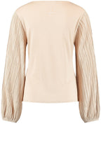 Light Sand Blouse with Pleated Sleeves