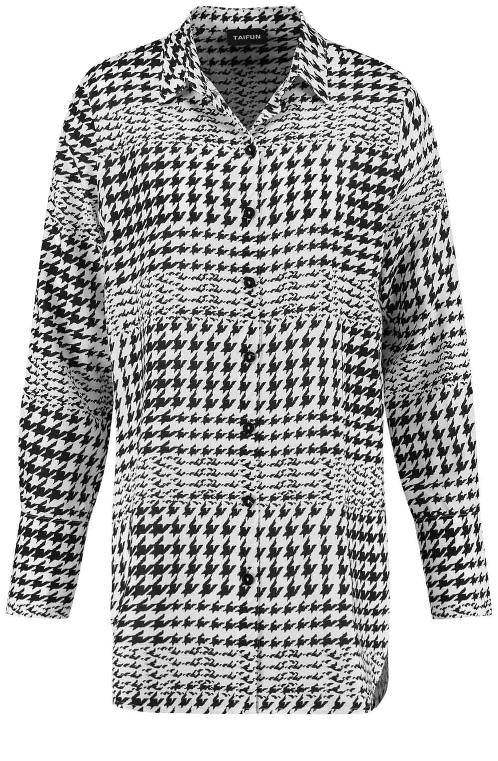 Long Black & White Pattern Blouse