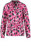 Luminous Pink Animal Print Silky Feel Blouse