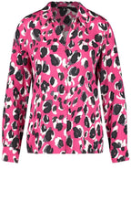 Luminous Pink Animal Print Silky Feel Blouse