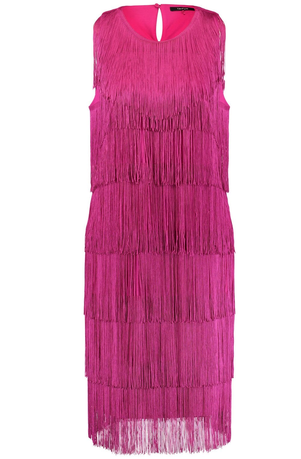 Magenta Fringed Sleeveless Dress