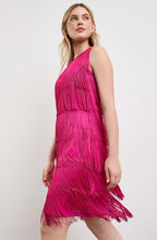 Magenta Fringed Sleeveless Dress