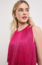 Magenta Fringed Sleeveless Dress