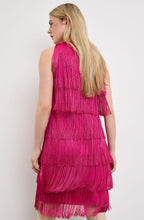 Magenta Fringed Sleeveless Dress