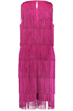Magenta Fringed Sleeveless Dress