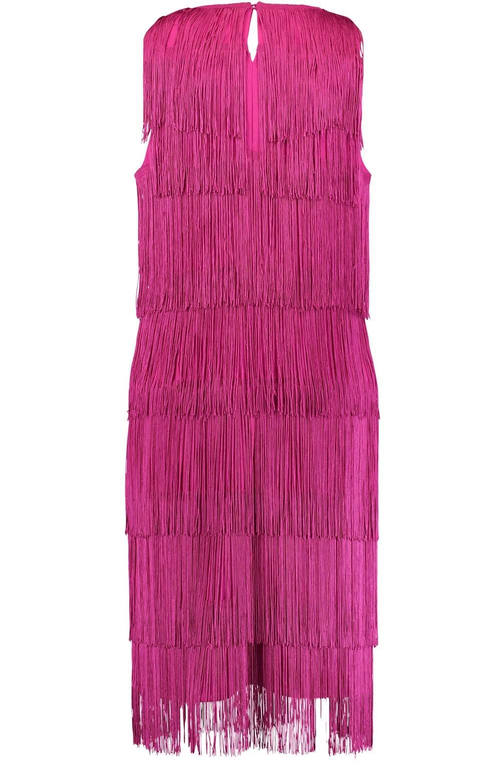 Magenta Fringed Sleeveless Dress