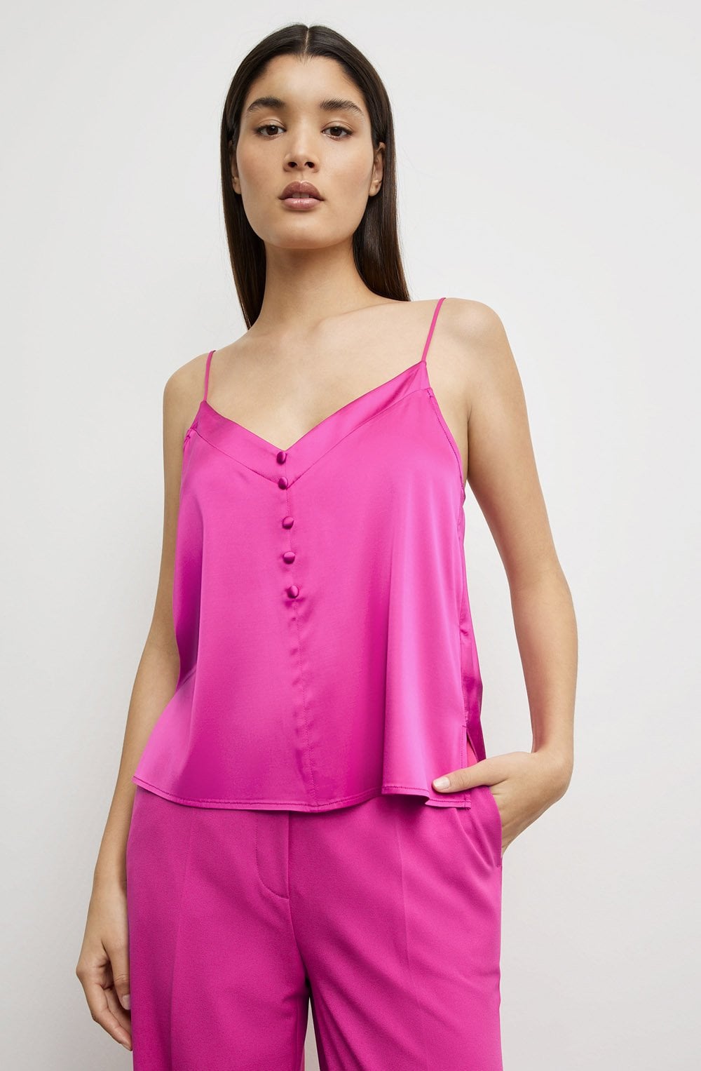 Magenta Satin Camisole