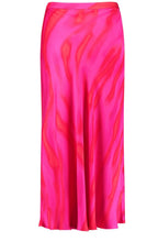 Magenta Two Tone Swirling Midi Skirt