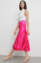 Magenta Two Tone Swirling Midi Skirt