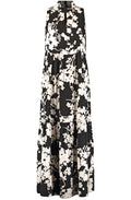 Monochrome Floral High Neck Maxi Dress