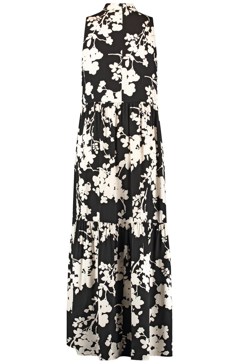 Monochrome Floral High Neck Maxi Dress
