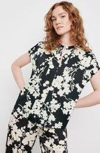 Monochrome Floral Print Silky Blouse