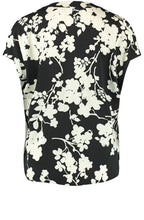 Monochrome Floral Print Silky Blouse