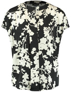 Monochrome Floral Print Silky Blouse