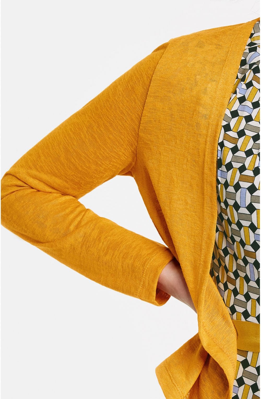 Mustard Open Front Cardigan