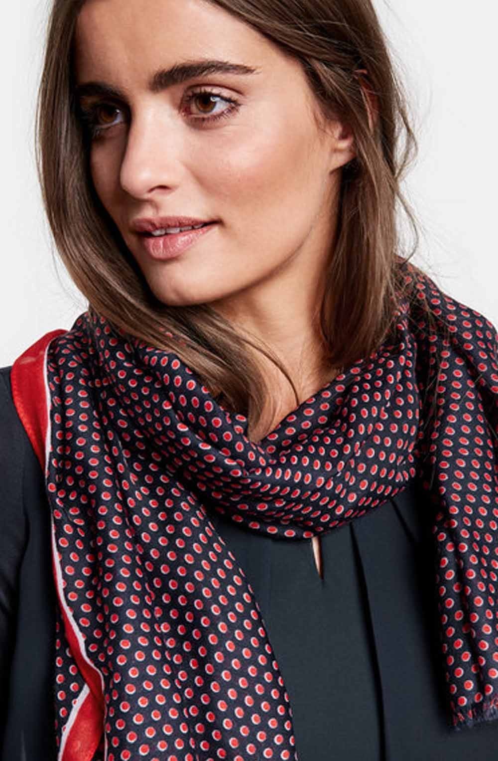 Navy and Red Spotted Scarf