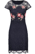 Navy Floral Lace Dress