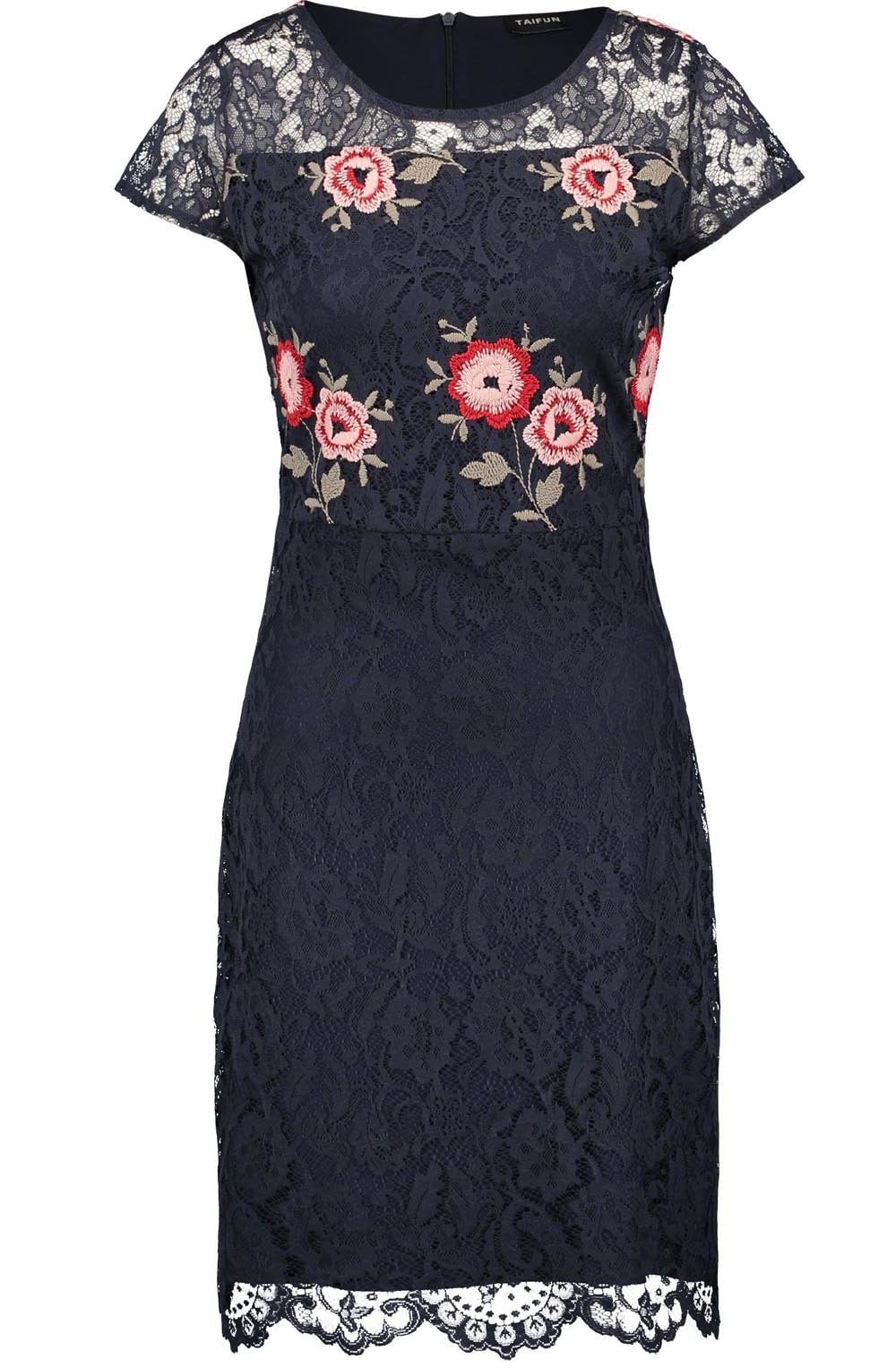 Navy Floral Lace Dress