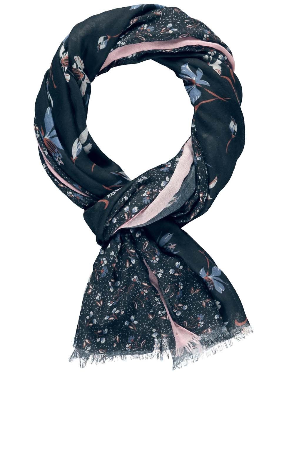 Navy Floral Scarf